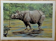 VINTAGE CLASSICS - Bhutan 1990 - Endangered Animal, Rhino - Souvenir Sheet - MNH