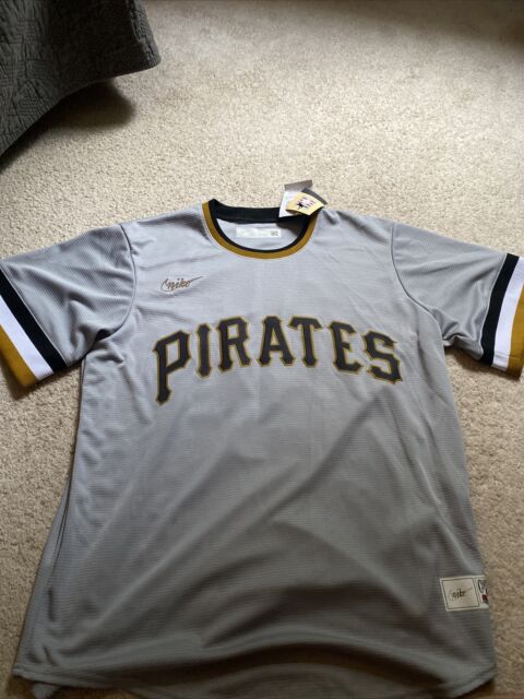 Men’s Nike Roberto Clemente Pittsburgh Pirates Cooperstown Collection Home  White Jersey with Black Sleeves