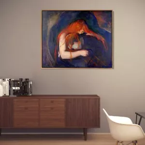 Framed Canvas Giclee Print Art Vampire, 1895 by Edvard Munch Home Decor 24"x28" - Picture 1 of 8