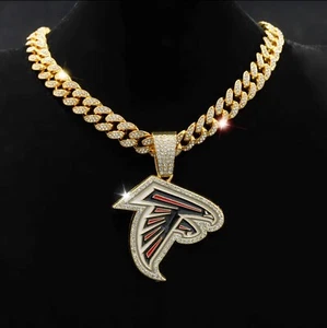 COLLAR/CADENA BLING HIP HOP ATLANTA HALCONES CHAPADO EN ORO 24 PULGADAS ESLABONES CUBANOS 14 MM - Imagen 1 de 13