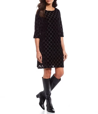 Vestido recto de terciopelo BRYN WALKER Hester Burnout talla L a lunares negro $178 Foto 1 de 4