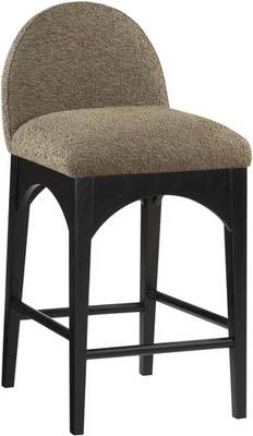 395Olive-C Waldorf Collection Art Deco Stool with Rich Olive Green Boucle Fab... - Image 1 of 4