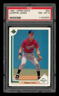 Upper Deck 1991: #55 Chipper Jones PSA 8 casi nuevo-como nuevo Foto 1 de 3