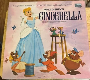 Walt Disney Cinderella Vinyl LP Book Disneyland Record 3908 Story Songs Vintage - Picture 1 of 6