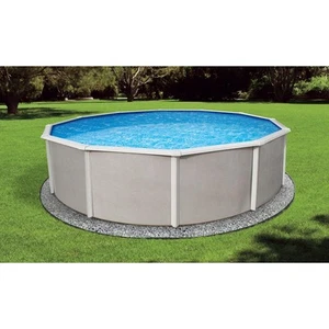 Bluewave Belize 15 'Round 52" Steel Swimming Pool With 6" Top Rail In Blue Gray - Picture 1 of 2