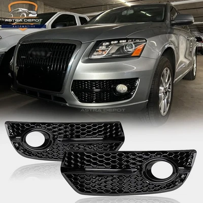 2X Gloss Black Front Fog Light Grill Cover for 2009-2012 Audi Q5 Standard Bumper - Изображение 1 из 4