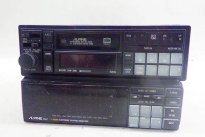 Alpine 3347 & 7284J 1DIN Car Audio Graphic Equalizer Cassette Used Japan - Image 1 of 4