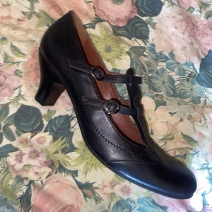 Totally Größe 9 43 schwarze Damen-Mary Jane-Schuhe aus Leder mit doppeltem Riemen niedriger Absatz - Bild 1 von 24