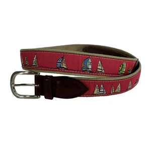 Cinturón de cuero de lona The Belted Cow para hombre talla 38 veleros hebilla de latón - Imagen 1 de 8