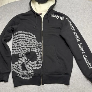 Felpa con cappuccio Shady Limited LTD Eminem nera e zip foderata in pile taglia Med grafica teschio - Foto 1 di 12
