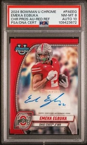 Bowman U 2024 cromo autógrafo refractor rojo EMEKA EGBUKA/5 PSA 8 casi nuevo-como nuevo automático 10 - Imagen 1 de 2