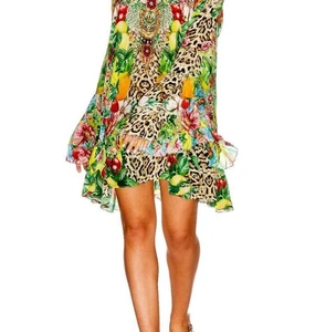 Camilla Cool Cats A Line Frill Mini Dress Off Shoulder Short Dress Size S - Picture 1 of 9