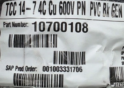 Genesis 1070 14/4C Mini-Split Tray Cable TC-ER-JP Direct Burial 90C/600V /25ft - Image 1 of 4