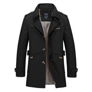 Men Winter Warm Formal Trench Coat Long Jacket Tops Smart Work Overcoat Outwear* - Picture 1 of 19