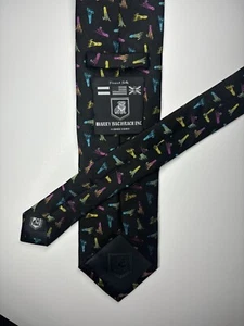 Corbata de pesca HARRY BACHRACH Fluke Rig calamar negra jacquard corbata 100 % seda - Imagen 1 de 11