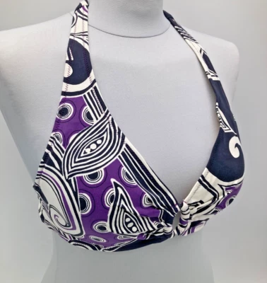 LIDEA  Bikini-Oberteil Triangel 42 A schwarz weiß Lila gemustert neu mit Etikett - Bild 1 von 4