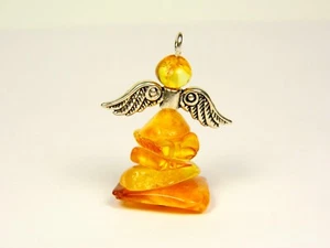 Angel Figurine Souvenir With Baltic Amber Stone Natural Genuine Religious 6361 - Picture 1 of 9