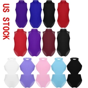 Girls Ballet Dance Leotard Gymnastics Bodysuit Turtleneck Dancewear Costume - Picture 1 of 64