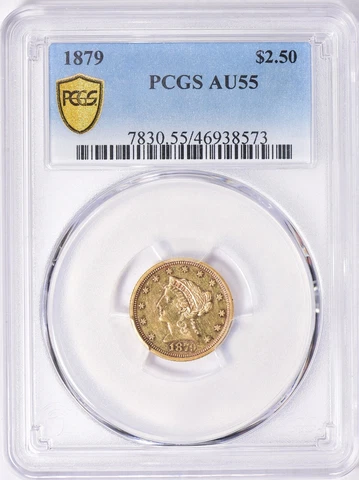 1879 $2.5 Liberty Head Gold Quarter Eagle -PCGS AU55 Cover