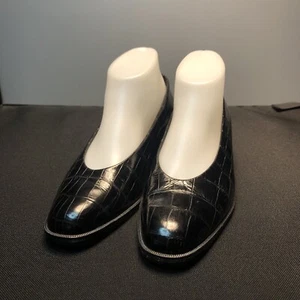 Vintage US8,5B AMALFI ITALIEN 1,5" ABSÄTZE SCHWARZ LEA. REPTILDRUCK FREIZEITPUMPS SCHUHE - Bild 1 von 12
