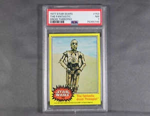 Tarjeta 1977 Topps Guerra de las Galaxias #153 ¡El droide fantástico Threepio! PSA 7 casi nuevo - Imagen 1 de 3