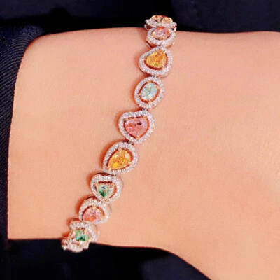 Pulseras plateadas de topacio citrino peridoto natural color arco iris caramelo gemas para mujer Foto 1 de 4