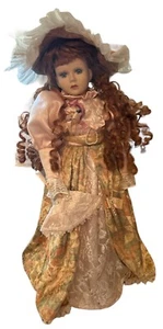 Vtg Victorian porcelain Doll 18” Tall Red Head w Stand - Picture 1 of 7