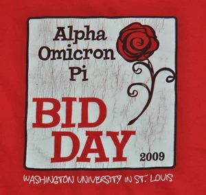 t-shirt small alpha omicton pi washington university sorority 18 inches pit2pit - Picture 1 of 5