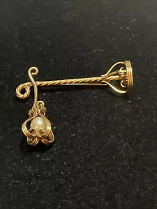 Vintage viktorianische Brosche 1/20 Gold gefüllt Perlen Anstecknadel signiert - Bild 1 von 5