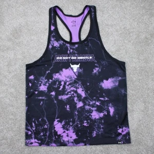 Under Armour Project Rock Tank Top Mens Medium Black/Purple Mesh Printed Workout - Picture 1 of 14