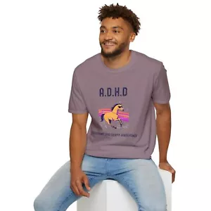A.D.H.D. Horsepower Unisex T-Shirt, Funny Horse Lover Tee, Unique Gift for - Picture 1 of 57