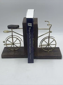 Fermalibri per bicicletta in legno e metallo set 2 pezzi stile bici vintage fine libro - Foto 1 di 5