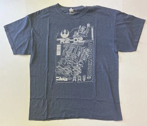 STAR WARS DISNEY FIFTHSUN R2D2 SCHEMATIC MEN'S Blue T-SHIRT SIZE Large L - Picture 1 of 4