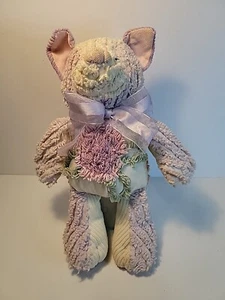 Fine Toy Co. Stuffed Cat  Chenille Corduroy Pinks multicolor  9” Sitting Stuffy  - Picture 1 of 8