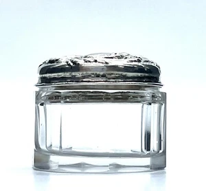 Vintage Dresser Pot Cut Glass with Sterling Silver Top - made in England - Picture 1 of 9