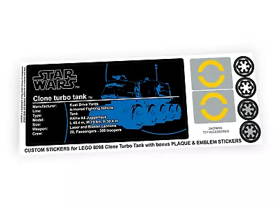 Custom stickers for Star Wars Set 8098 Clone Turbo Tank with Bonus! - Image 1 of 4