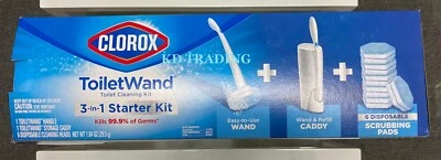 СТАРТОВЫЙ НАБОР ДЛЯ ЧИСТКИ ТУАЛЕТА CLOROX 3-В-1 ~ ПАЛОЧКА + КОНТЕЙНЕР + 6 ЧИСТЯЩИХ ПОДУШЕК     - Изображение 1 из 4