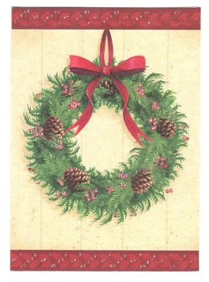 WREATH Paper Magic Glitter Christmas Greeting Card w/ Envelope MG78 - Image 1 of 3
