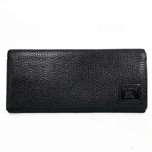 Burberry Unisex Nova schwarz Leder faltbare Kreditkarte lange Geldbörse authentisch - Bild 1 von 14