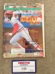 OZZIE SMITH signed Sports Illustrated, 9/23/85 St. Louis Cardinals, COA, w/ HOF - Picture 1 of 2