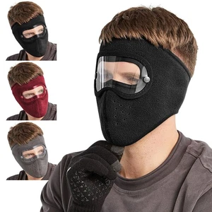 Warme Sturmhaube aus Fleece Gesichtsmaske mit Anti-Fog-Schutzbrille Winddichte - Picture 1 of 22