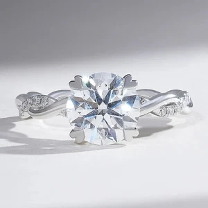 3CT Round Lab Grown CVD Diamond Ring For Love SOILD 925 Sterling silver ring - Picture 1 of 4