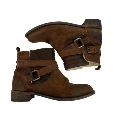 Sundance Talla 38 EE. UU. 7.5 8 Molly Pitcher Cuero Sherpa Forrado Botines Botas Hebilla Foto 1 de 4