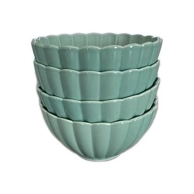 Juego de cuatro (4) cuencos de gres Pioneer Woman ~ COLETTE ~ verde ~ vieira ~ 6" Foto 1 de 4