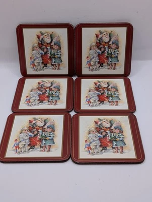 Pimpernel Coasters Деда Рождества, пробковый декорационный комплект из 6 новых открытий - Изображение 1 из 4