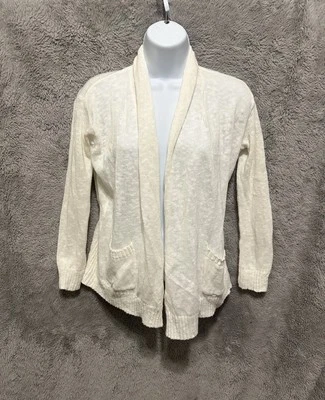 Cárdigan para mujer Calypso St Barth XS blanco marfil tejido frente abierto chal playa Foto 1 de 4