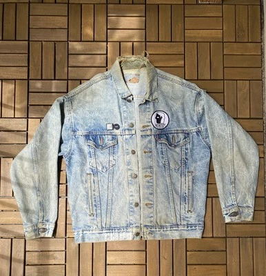 Chaqueta vaquera vintage para hombre años 80 Levi’s M/L lavado ácido - estilo extra desgastado/punk Foto 1 de 4