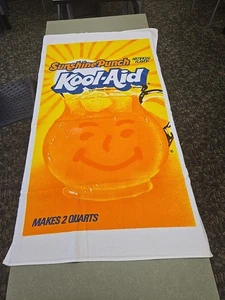 Vintage 80s Kool Aid Beach Towel Sunshine Punch Rare Made In USA 34" x 58" NOS!! - Picture 1 of 8