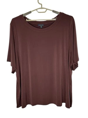 NWT Universal Standard Womens Top Shirt 3XL Silky Soft Stretchy Minimalist Brown Foto 1 de 4