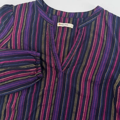 Blusa de manga comprida listrada Jaime camada marinha roxa metálica pequena - Imagem 1 de 4